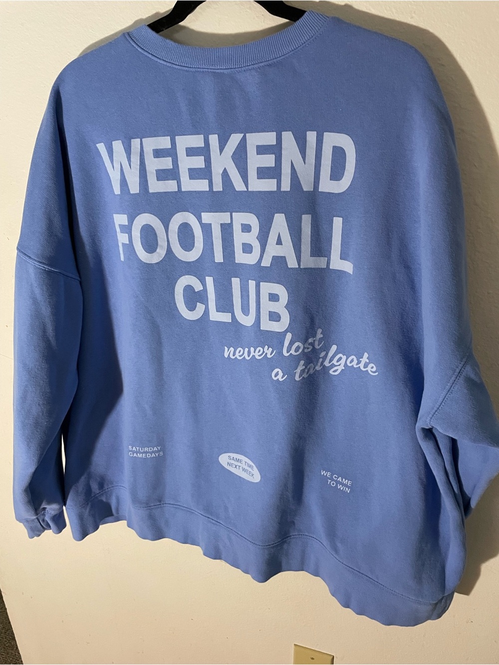 wild fable Light Blue Weekend Football Club Graphic Crew Sweatshirt